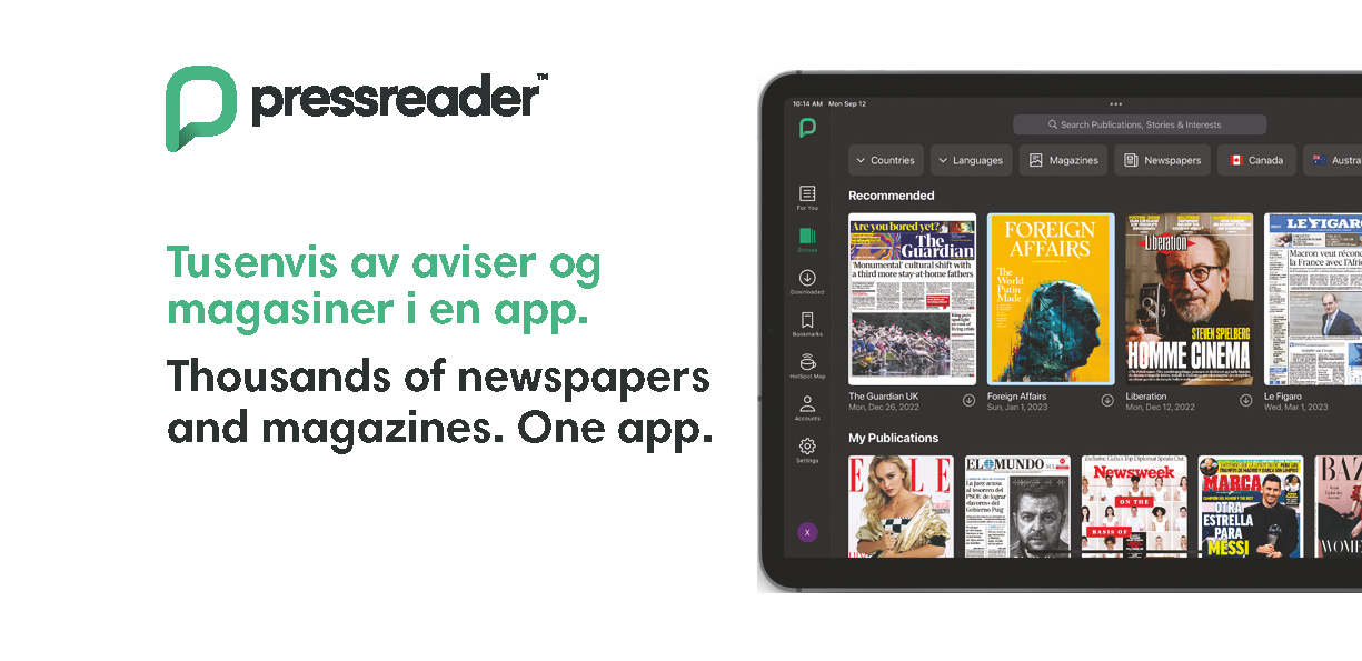 Pressreader: Tusenis av aviser og magasiner i en app.